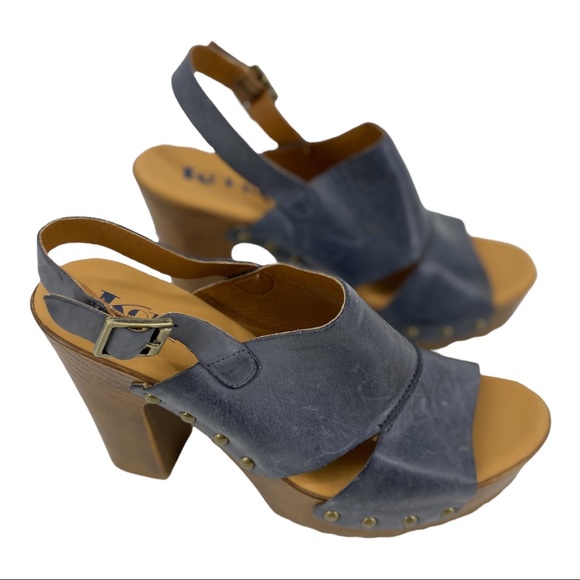 KorkEase Shoes Korks By Korkease Blue Studded Leather Clog Sandals